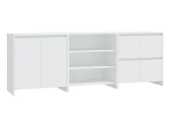 Aparador de 3 piezas madera contrachapada blanco