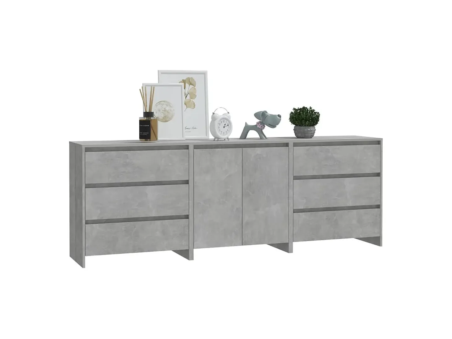 Aparador de 3 piezas madera manufacturada gris hormigón