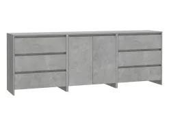 Aparador de 3 piezas madera manufacturada gris hormigón