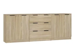 Aparador de 3 piezas madera contrachapada color roble Sonoma ES85551