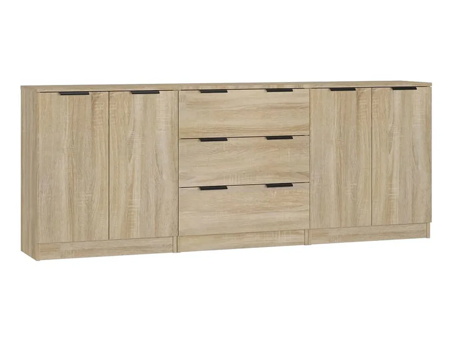 Aparador de 3 piezas madera contrachapada color roble Sonoma ES85551