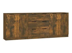 Aparador de 3 piezas madera manufacturada color roble ahumado ES93068
