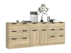 Aparador de 3 piezas madera contrachapada color roble Sonoma ES33665