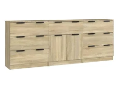 Aparador de 3 piezas madera contrachapada color roble Sonoma ES33665