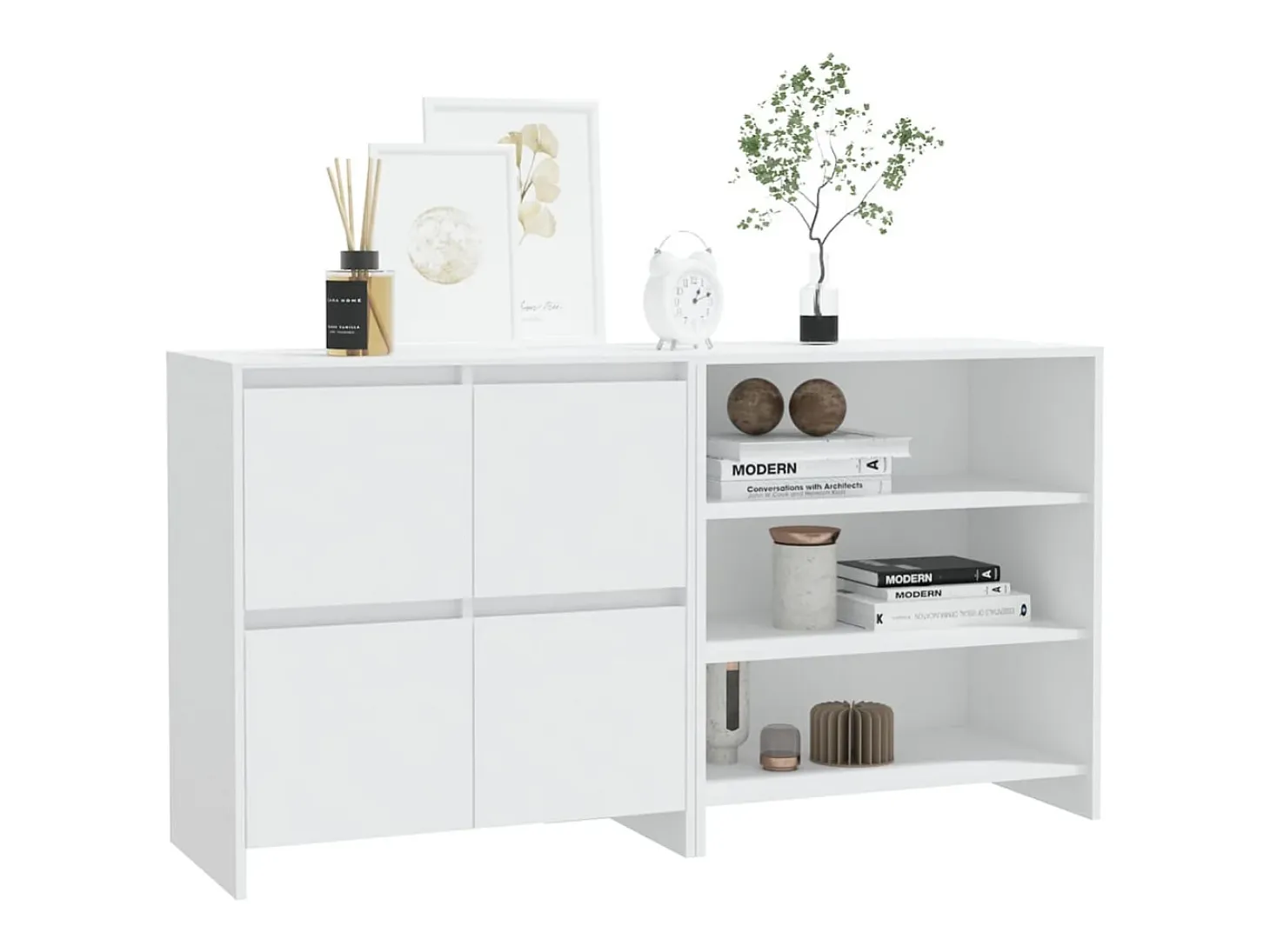 Aparador de 2 piezas madera contrachapada blanco