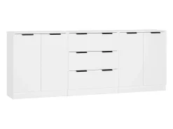 Aparador de 3 piezas madera contrachapada blanco