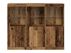 Aparador de 3 piezas, madera antigua, 123 x 37 x 100 cm, madera de ingeniería