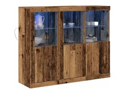 Aparador de 3 piezas, madera antigua, 123 x 37 x 100 cm, madera de ingeniería