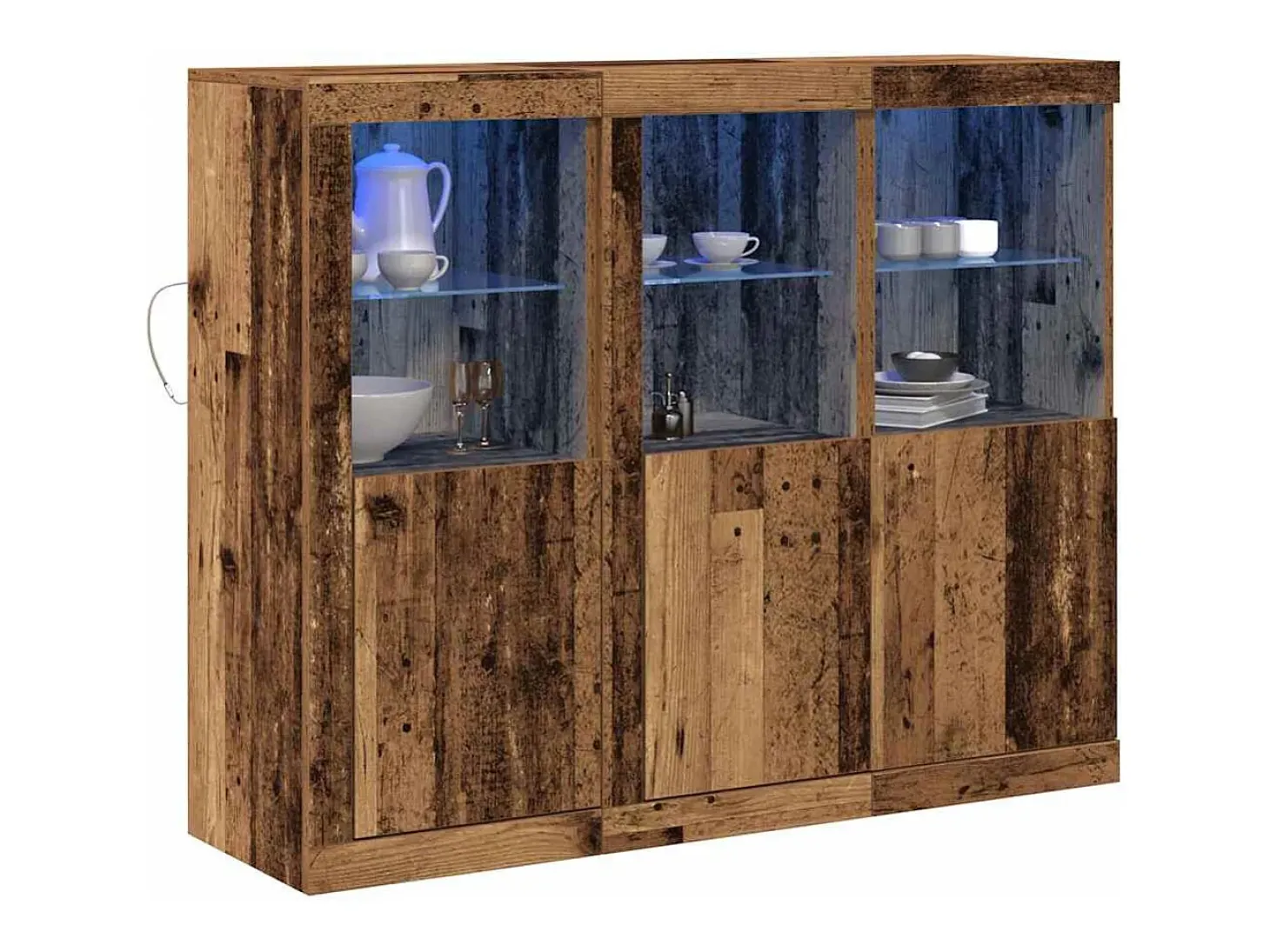 Aparador de 3 piezas, madera antigua, 123 x 37 x 100 cm, madera de ingeniería