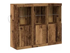 Aparador de 3 piezas, madera antigua, 123 x 37 x 100 cm, madera de ingeniería