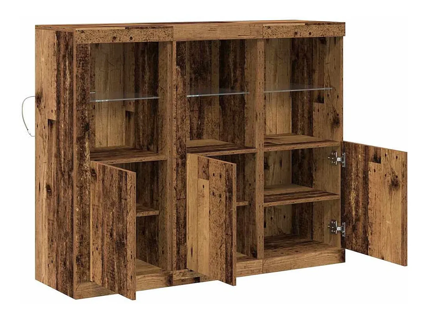Aparador de 3 piezas, madera antigua, 123 x 37 x 100 cm, madera de ingeniería