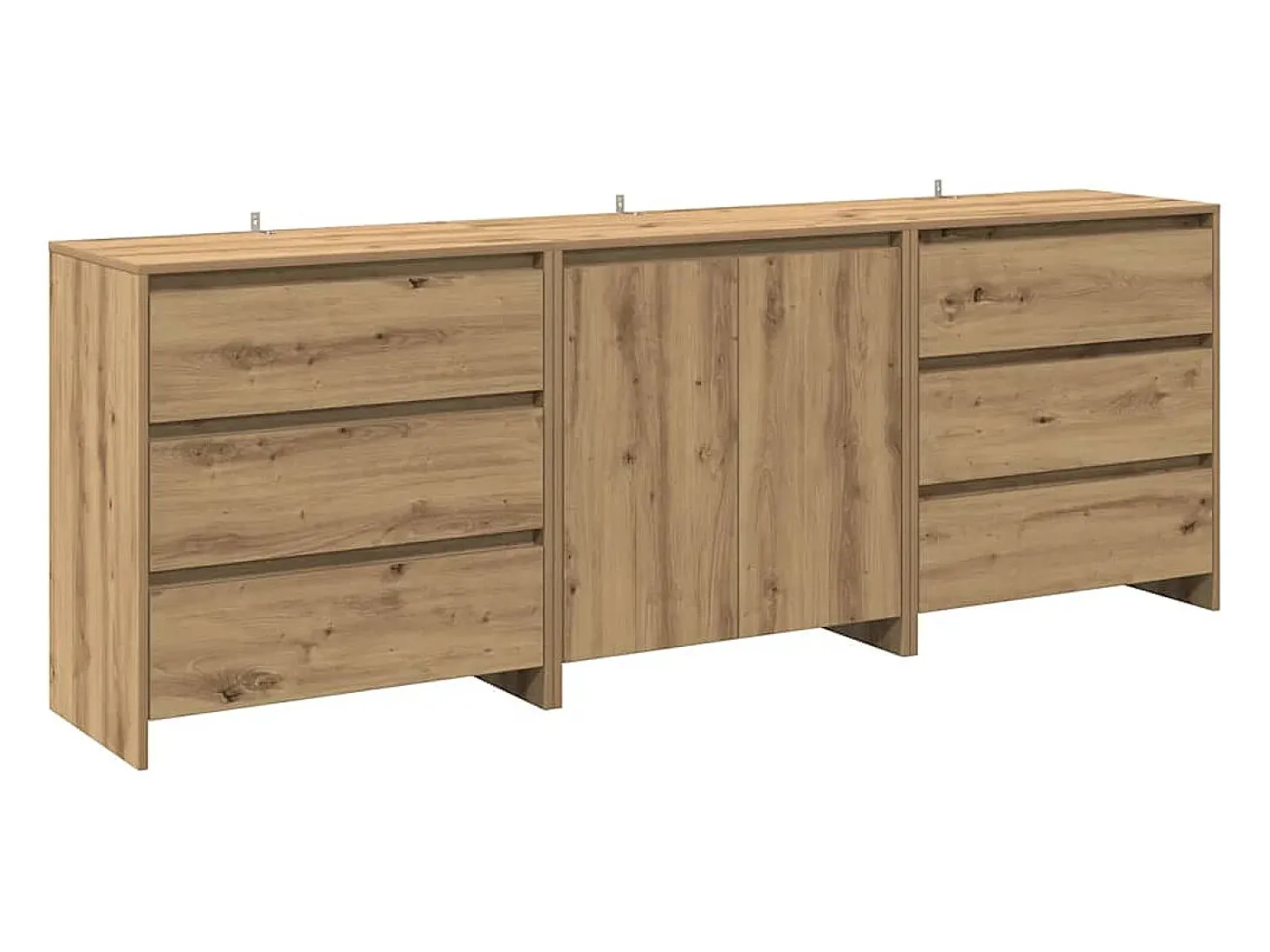 Aparador de 3 piezas, roble hecho a mano, madera de ingeniería