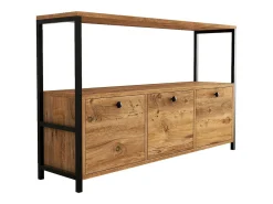 Aparador de 3 puertas estilo industrial madera/negro DRAGOR