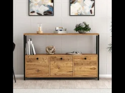 Aparador de 3 puertas estilo industrial madera/negro DRAGOR