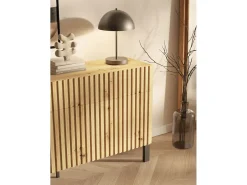 Aparador de 3 puertas – tres cajones y frente con lamas – 154 cm – roble artisan – TELIRE