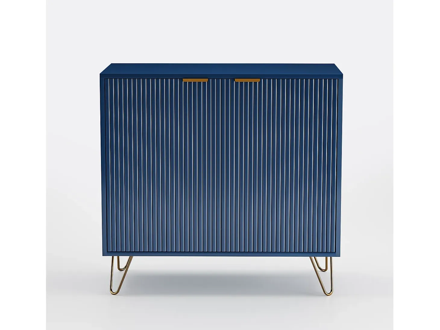 Aparador de 2 puertas, aparador de cocina con estante y patas metálicas, para sala de estar o comedor, azul