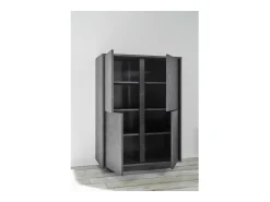 Aparador de 4 puertas, colección COLOMARMO, color negro efecto mármol, ideal para su sala de estar o comedor.