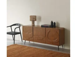 Aparador de 3 puertas color miel de madera maciza de mango