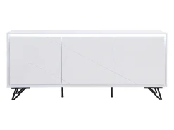 Aparador de 3 puertas con LEDs de MDF - Blanco lacado - SALIANO