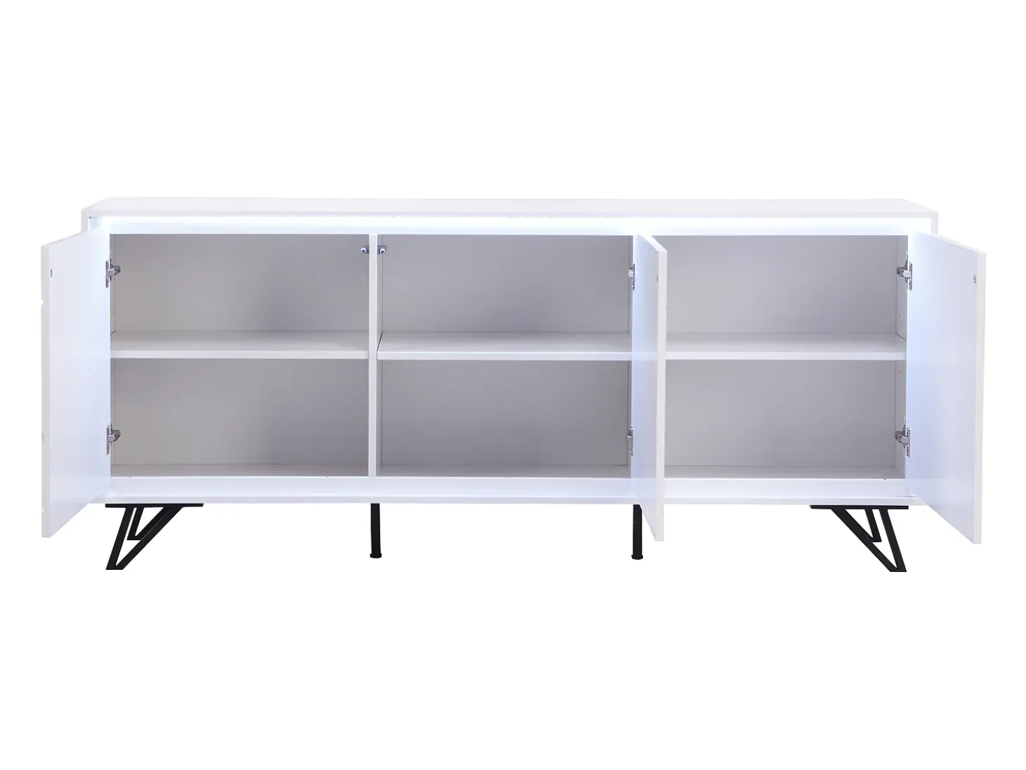 Aparador de 3 puertas con LEDs de MDF - Blanco lacado - SALIANO