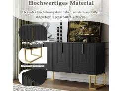 Aparador de 3 puertas con estantes regulables, puertas en forma de U y tiradores metálicos, MDF, negro (138x40x80,5 cm)