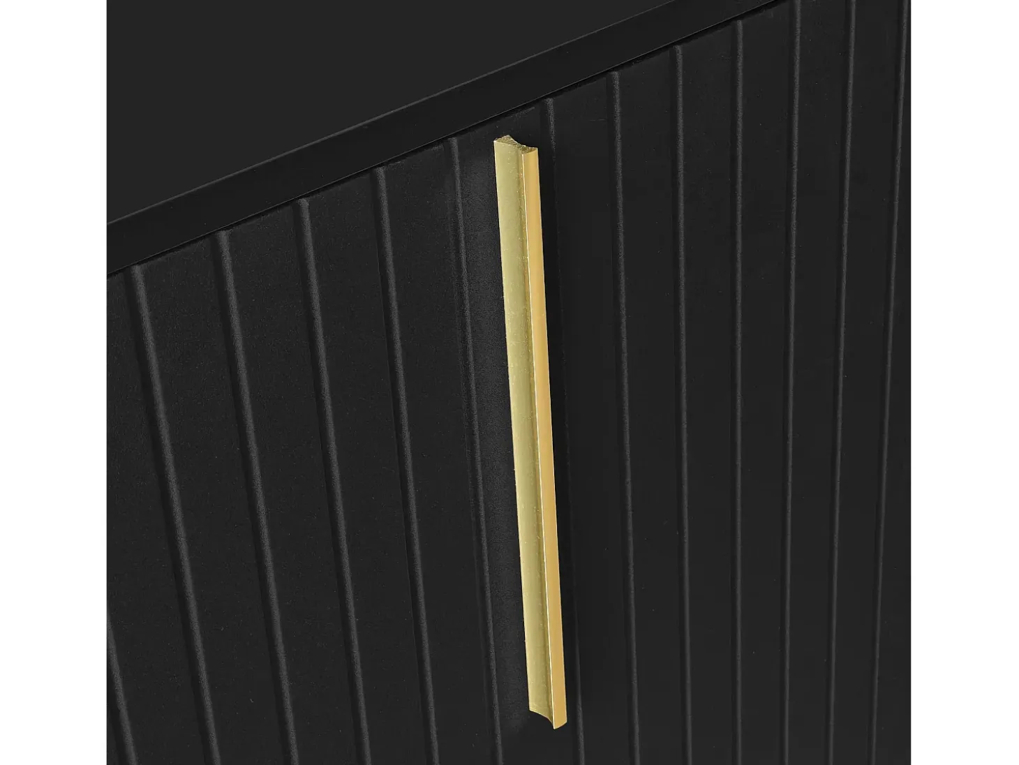 Aparador de 3 puertas con estantes regulables, puertas en forma de U y tiradores metálicos, MDF, negro (138x40x80,5 cm)