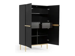 Aparador de 2 puertas con pie de metal negro dorado 100x160 cm