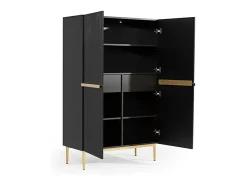 Aparador de 2 puertas con pie de metal negro dorado 100x160 cm