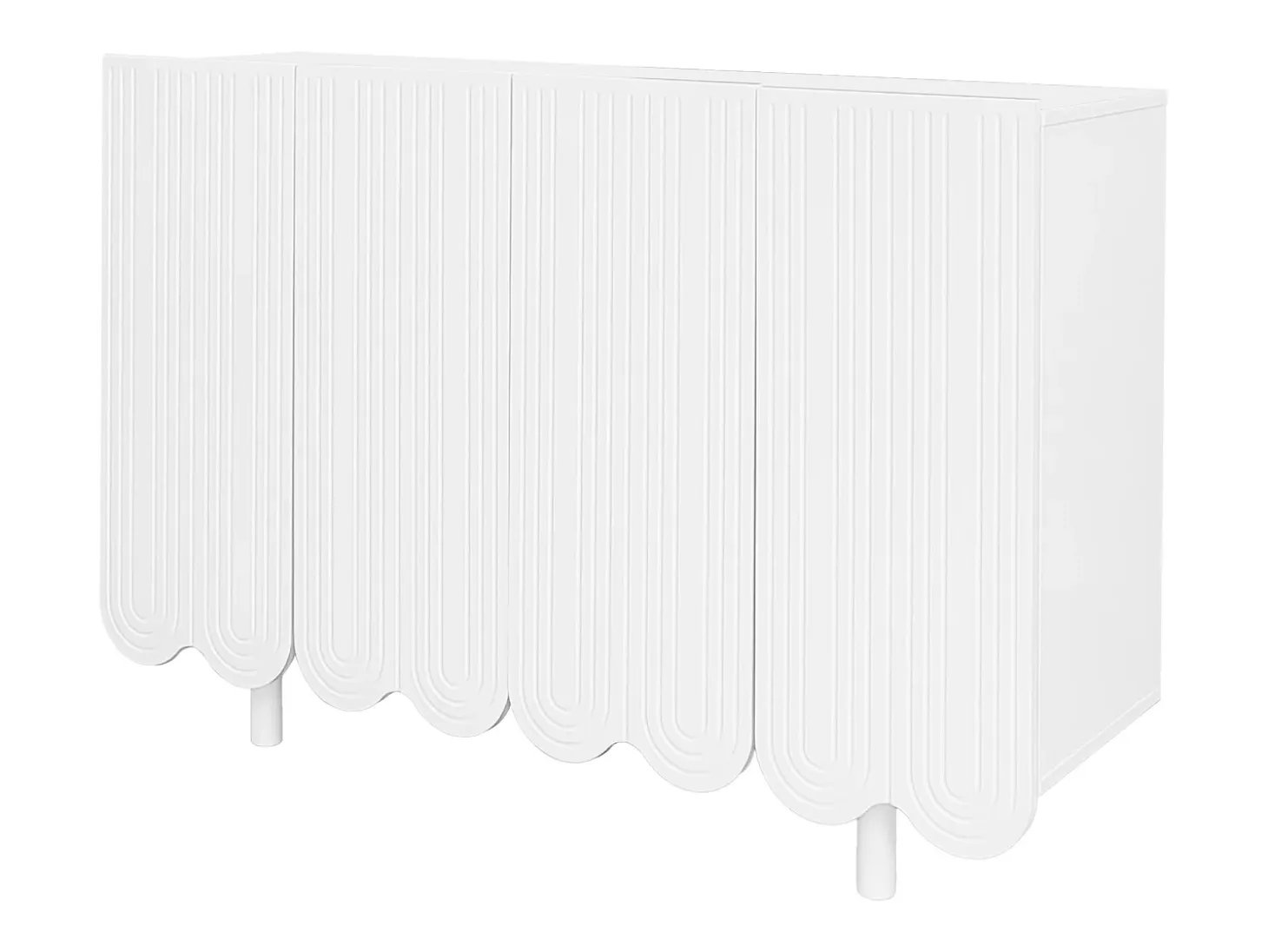 Aparador de 4 puertas con puertas en forma de lágrima - Blanco