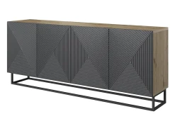 Aparador de 4 puertas de madera laminada con pie de metal 200x43 cm