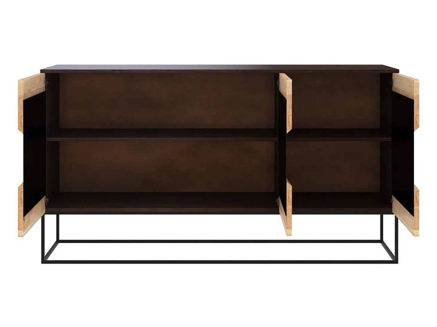Aparador de 3 puertas de madera de acacia y metal negro - Alabama