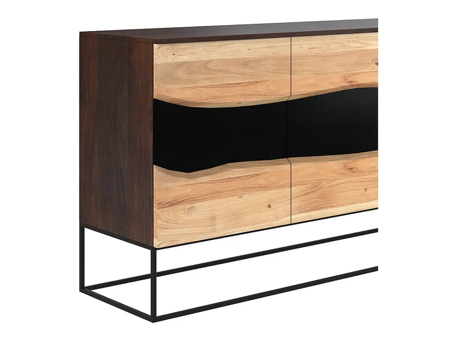 Aparador de 3 puertas de madera de acacia y metal negro - Alabama