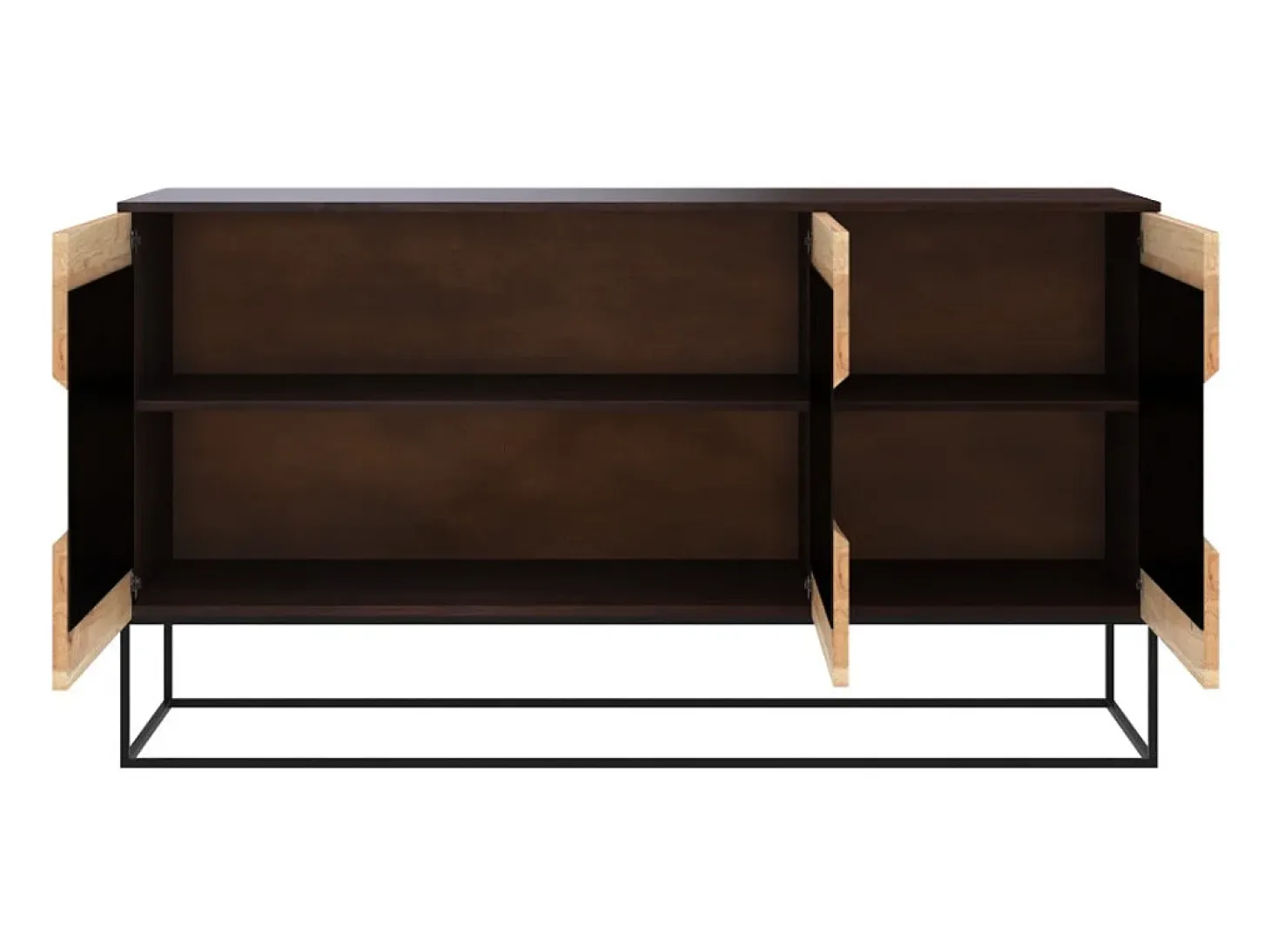 Aparador de 3 puertas de madera de acacia y metal negro - Alabama