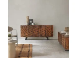 Aparador de 3 puertas de madera maciza de mango con