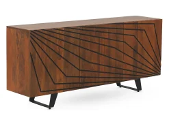 Aparador de 3 puertas de madera maciza de mango con