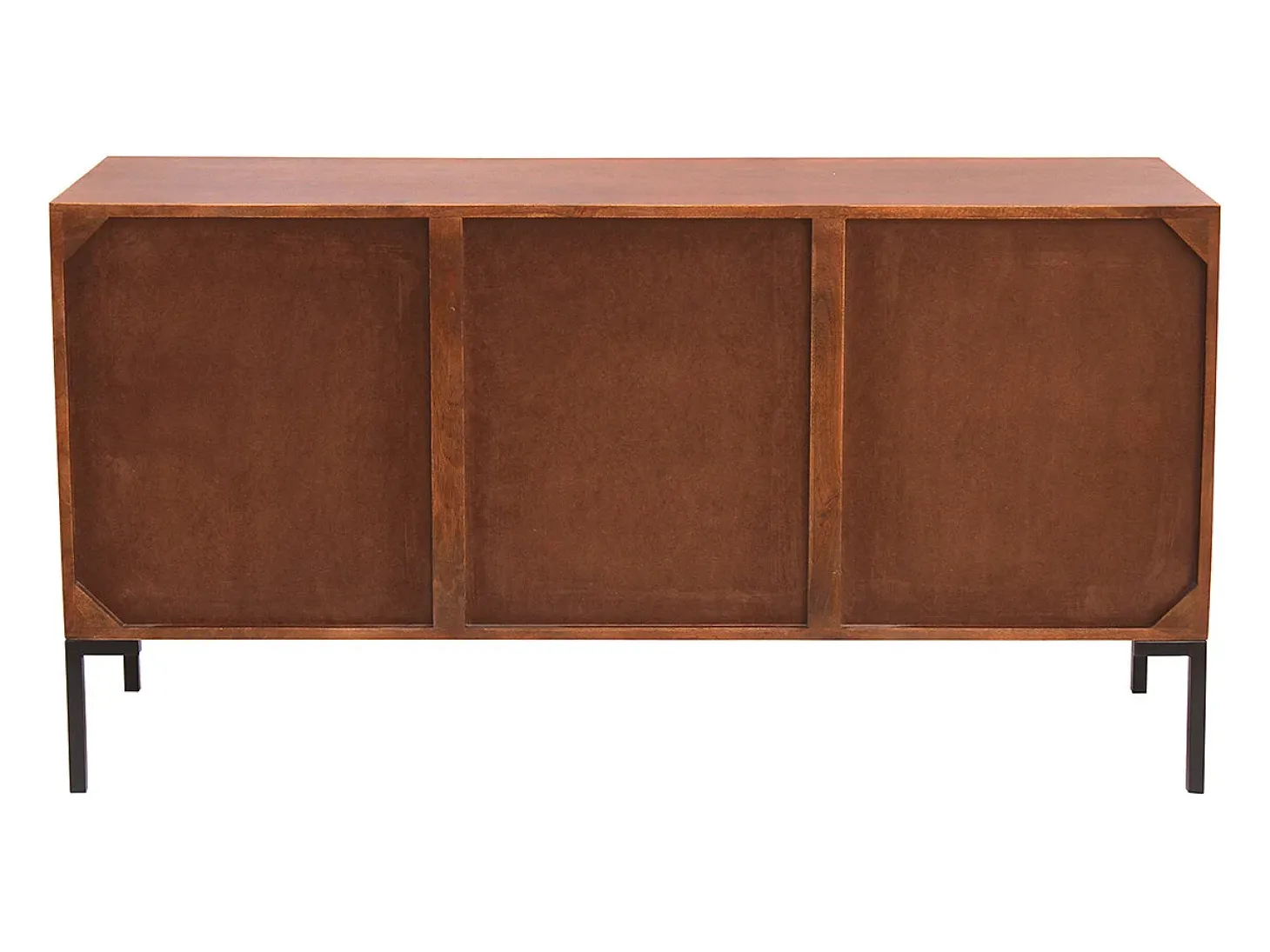Aparador de 3 puertas de madera oscura maciza de mango y metal negro 140 cm ONDA