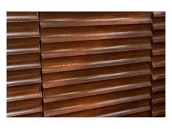 Aparador de 3 puertas de madera oscura maciza de mango y metal negro 140 cm ONDA