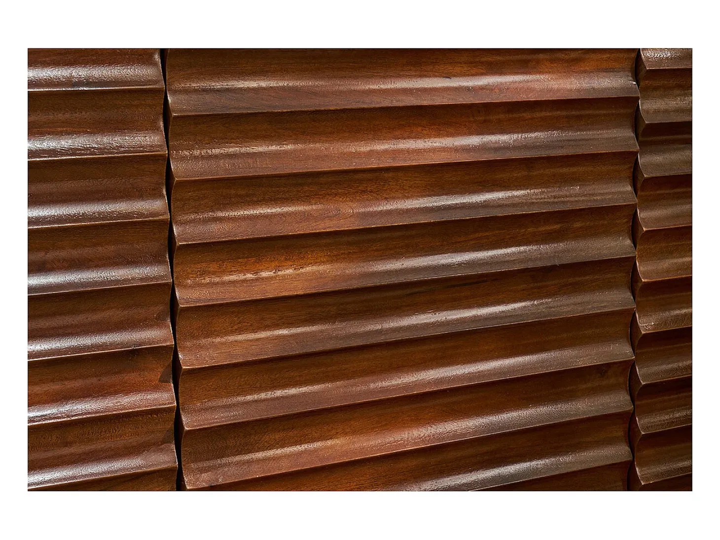 Aparador de 3 puertas de madera oscura maciza de mango y metal negro 140 cm ONDA