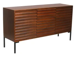 Aparador de 3 puertas de madera oscura maciza de mango y metal negro 140 cm ONDA