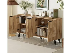Aparador de 4 puertas, diseño moderno, MDF, madera, (160,5 x 35,5 x 78 cm)