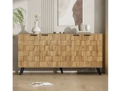 Aparador de 4 puertas, diseño moderno, MDF, madera, (160,5 x 35,5 x 78 cm)