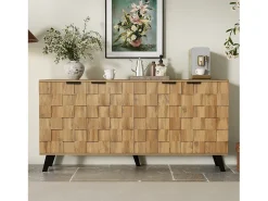 Aparador de 4 puertas, diseño moderno, MDF, madera, (160,5 x 35,5 x 78 cm)