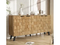 Aparador de 4 puertas, diseño moderno, MDF, madera, (160,5 x 35,5 x 78 cm)