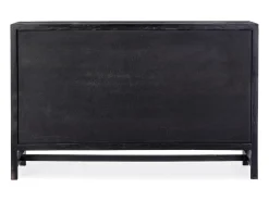 Aparador de 3 puertas en madera maciza de mango negro y ratán negro Waky 125 cm