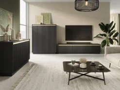 Aparador de 3 puertas en madera laminada negra 154x72 cm
