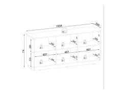 Aparador de 3 puertas en madera laminada negra 154x72 cm