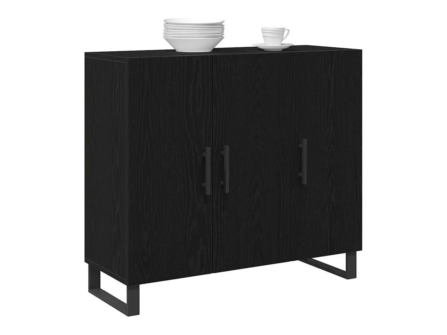 Aparador de 3 puertas en roble negro 90x34x80 cm en madera de ingeniería