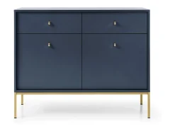 Aparador de 2 puertas y 2 cajones con patas de metal dorado, 104x83 cm