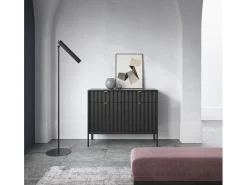 Aparador de 2 puertas y 2 cajones con patas de metal negro, 104x83 cm