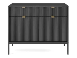 Aparador de 2 puertas y 2 cajones con patas de metal negro, 104x83 cm